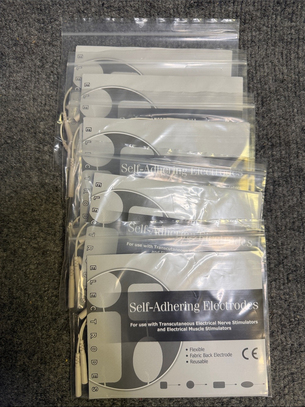 Self-Adhering Electrodes 2" x 2" Reusable Tens Unit 5 Packs 4 Per Pack 20 Total
